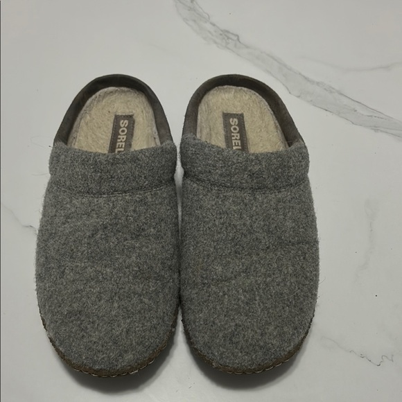 Sorel Gray Wool Slippers - Picture 1 of 6